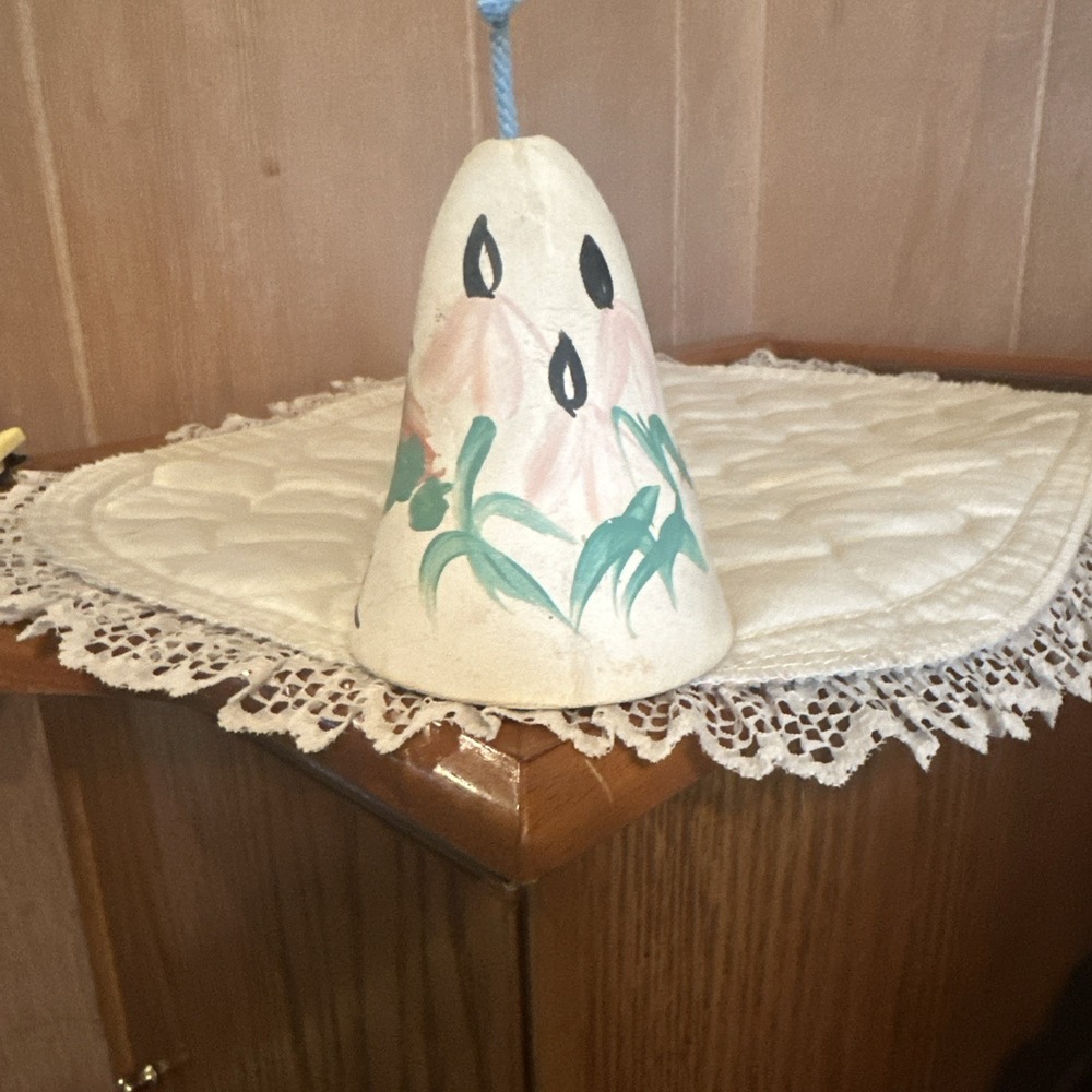 Ceramic Clay Pottery Bell Southwest Desert Cactus , Hand painted, Vintage Signed - Picture 3 of 5